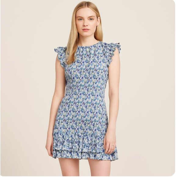 Veronica Beard Cici Floral Smocked Fit-And-Flare Mini Dress size 6 blue NWT - Picture 12 of 12